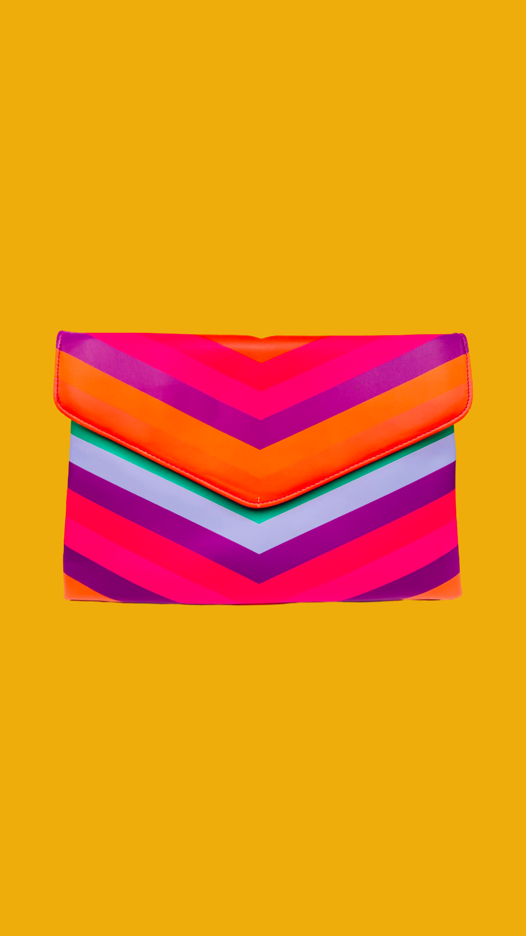 Pink Multicolored Stripe Clutch