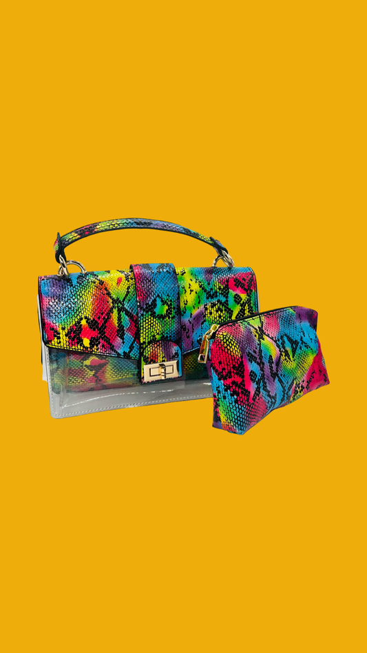 Multicolored Snake Print Purse