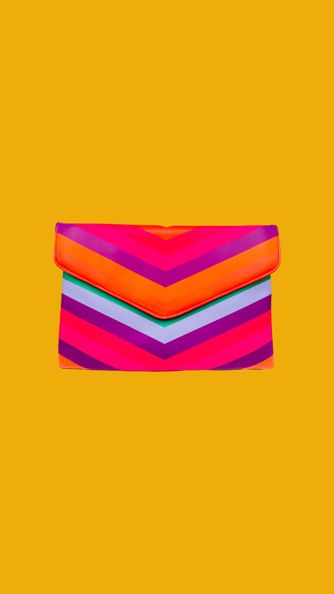 Pink Multicolored Stripe Clutch