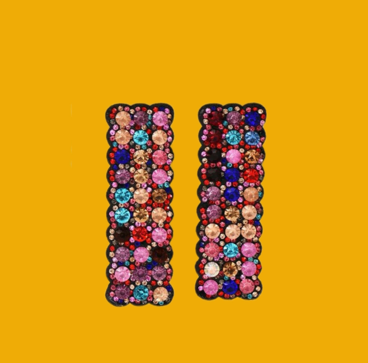 Random ColorRhinestone Rectangular Earrings